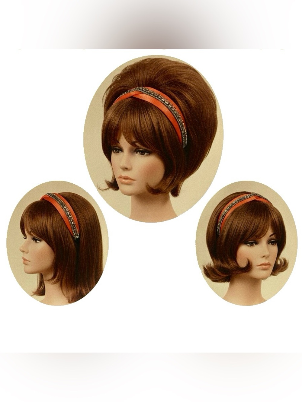 Orange Satin + Embellished Rhinestone Crystal Padded Headband